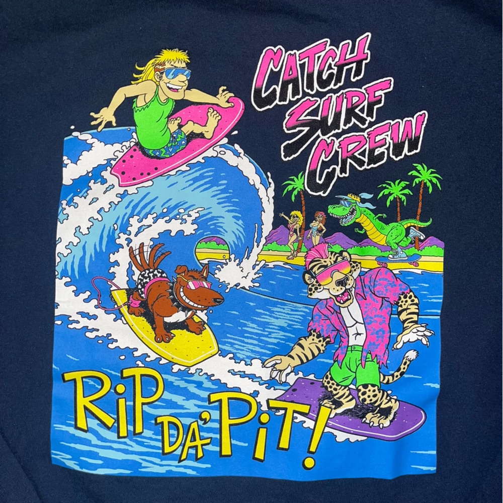 Catch Surf Crew Longsleeve Rip Da’‎ Pit! Size Large Sleeve Hits Surf